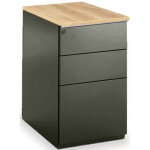 Caisson mtal hauteur bureau l. 42 x p. 60 x h. 72 cm - corps noir - top chne nebraska