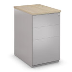 Caisson m�tal hauteur bureau l. 42 x p. 80 x h. 72 cm - corps aluminium - top ch�ne