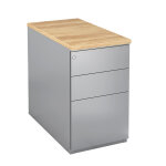 Caisson m�tal hauteur bureau l. 42 x p. 80 x h. 72 cm - corps aluminium - top ch�ne nebraska