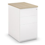 Caisson mtal hauteur bureau l. 42 x p. 80 x h. 72 cm - corps blanc - top chne