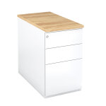 Caisson m�tal hauteur bureau l. 42 x p. 80 x h. 72 cm - corps blanc - top ch�ne nebraska