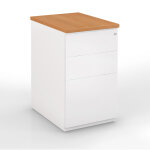 Caisson métal hauteur bureau l. 42 x p. 80 x h. 72 cm - corps blanc - top hêtre Caisson métal hauteur bureau l. 42 x p. 80 x h. 72 cm - corps blanc - top hêtre