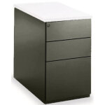 Caisson mtal hauteur bureau l. 42 x p. 80 x h. 72 cm - corps noir - top blanc