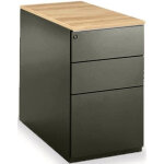 Caisson mtal hauteur bureau l. 42 x p. 80 x h. 72 cm - corps noir - top chne nebraska
