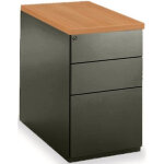 Caisson mtal hauteur bureau l. 42 x p. 80 x h. 72 cm - corps noir - top htre