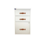 Caisson m�tal james 3 tiroirs - poign�es simili cuir - blanc