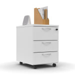Caisson mobile 3 tiroirs l. 42 x p. 58 x h. 60 cm - blanc