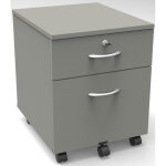 Caisson mobile bois starting - 2 tiroirs - gris / alumunium