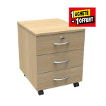 Caisson mobile bois starting - 3 tiroirs - ch�ne clair - lot de 1 + 1 offert