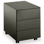 Caisson mobile m�tal universal 3 tiroirs noir - h. 55, 5 x l. 42 x p. 53 cm