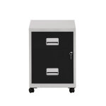 Caisson mobile pratic - 2 tiroirs - aluminium - tiroirs noir