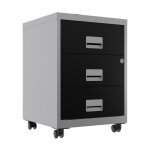 Caisson mobile pratic 3 tiroirs - corps alu - tiroirs noir