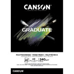 Canson bloc de 20 feuilles graduate mixed media. format a3, 240 grammes. papier lisse noir profond. coll ...
