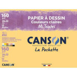 Canson pochette de 12 feuilles de papier couleurs 24x32cm mi - teintes. couleurs claires assorties. 160g ...