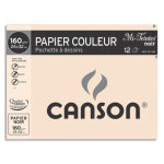 Canson pochette de 12 feuilles papier dessin mi - teintes 160g 24x32cm noir ref - 317104