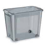 Cep bo�te de rangement � roulettes 67 l avec couvercle - gris translucide