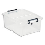 Cep bote de rangement smartbox strata transparent, 20l, en pp, couvercle clips, l46 x h19 x p37 cm