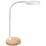 Cep lampe de bureau kl�o - led int�gr�e - 7w - bras flexible - variateur d'intensit� - blanc socle ch�ne ...