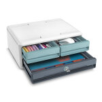 Cep module de classement moovup secure 3 tiroirs - corps blanc - tiroirs bleu et gris