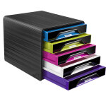 Cep smoove, module de classement 5 tiroirs larges - noir, fa�ades panach�es
