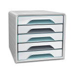 Cep smoove - module de classement riviera 5 tiroirs - blanc - fa�ades gris clair