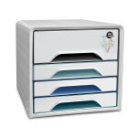 Cep smoove secure riviera - module de classement s�curis� 4 tiroirs - blanc - fa�ades assorties