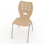 Chaise collectivit�s collectiva - 4 pieds m�tal finition alu - h�tre