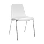 Chaise collectivit� coque universelle - polypropyl�ne - blanc - pieds m�tal chrom�