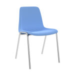 Chaise collectivit coque universelle polypropylne bleu clair - pieds mtal chrom