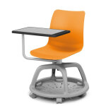 Chaise coque de formation thas sur roulettes avec tablette critoire - polypropylne orange