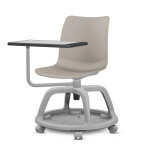 Chaise coque de formation thaïs sur roulettes avec tablette écritoire - polypropylène taupe Chaise coque de formation thaïs sur roulettes avec tablette écritoire - polypropylène taupe