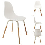 Chaise coque greta en polypropylène - blanc / pieds bois brut Chaise coque greta en polypropylène - blanc / pieds bois brut