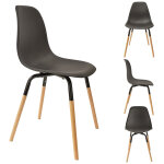 Chaise coque greta en polypropylène - noir / pieds bois brut Chaise coque greta en polypropylène - noir / pieds bois brut