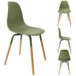 Chaise coque greta en polypropylène - vert / pieds bois brut Chaise coque greta en polypropylène - vert / pieds bois brut