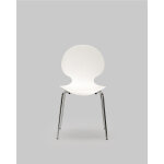 Chaise coque plastique empilable naémie en polypropylène blanc, pieds chromés Chaise coque plastique empilable naémie en polypropylène blanc, pieds chromés