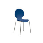 Chaise coque plastique empilable naémie en polypropylène bleu, pieds chromés Chaise coque plastique empilable naémie en polypropylène bleu, pieds chromés
