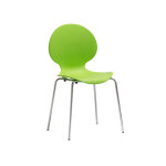 Chaise coque plastique empilable naémie en polypropylène vert, pieds chromés Chaise coque plastique empilable naémie en polypropylène vert, pieds chromés
