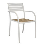 Chaise d extrieur capri avec accoudoirs - aluminium laqu - blanc