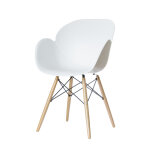 Chaise kiwood en polypropylène - piètement hêtre massif - assise blanc Chaise kiwood en polypropylène - piètement hêtre massif - assise blanc