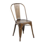 Chaise restaurant vintage r�tro en m�tal industriel vielli couleur brun antique