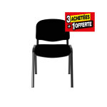 Chaise de r�union et d accueil first - tissu noir - lot de 3 + 1 offert