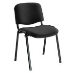 Chaise de runion & confrence tissu noir pieds mtal noir
