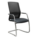 Chaise de réunion & visiteur aron maille résille / tissu - piètement luge chrome - noir Chaise de réunion & visiteur aron maille résille / tissu - piètement luge chrome - noir