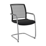 Chaise de réunion & visiteur bloom maille / tissu piètement luge - noir Chaise de réunion & visiteur bloom maille / tissu piètement luge - noir