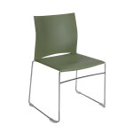 Chaise de r�union et visiteur giulia, polypropyl�ne, pi�tement fil chrom� m�tal, vert militaire