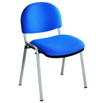 Chaise r�union et visiteur prima - tissu rembourr� - bleu - pieds alu