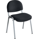 Chaise r�union et visiteur prima - tissu rembourr� - noir - pieds alu