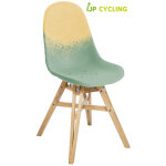 Chaise upcycle ida coque plastique paille et galet - 4 pieds bois chne massif