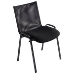 Chaise visiteur melika - maille filet - noir - pieds mtal