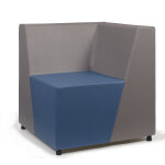 Chauffeuse d'accueil flyn, module 1 place angle droit pvc bleu / gris Chauffeuse d'accueil flyn, module 1 place angle droit pvc bleu / gris